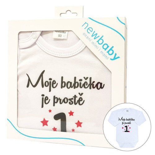 Body s potiskem New Baby Moje babička je prostě jednička - dárkové balení