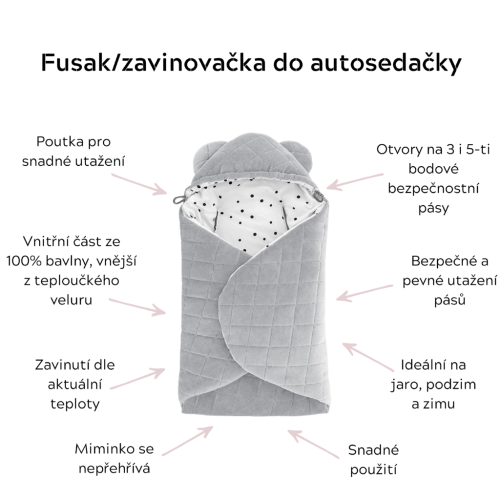 Fusak/zavinovačka/deka do autosedačky Sleepee Bamboo