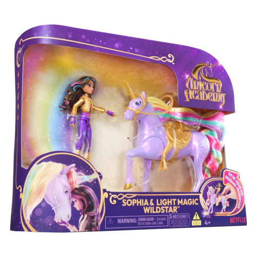Unicorn academy světelný jednorožec a figurka Sophia & Wildstar 11 cm