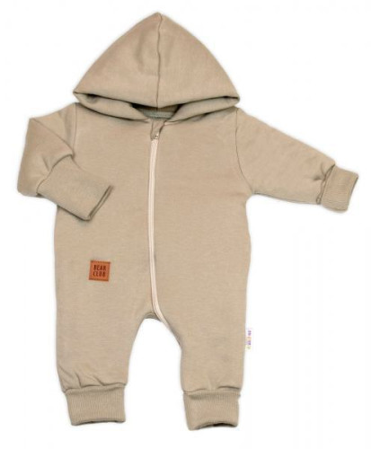 Bavlněný overálek s kapucí, rukavičky, botky, 3D Nature taupe, Baby Nellys