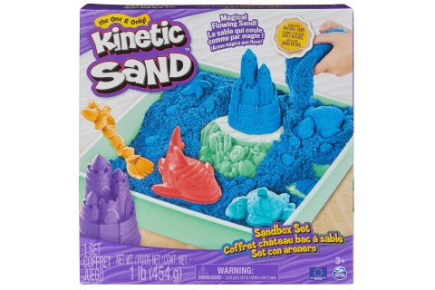 Krabice tekutého písku s podložkou modrá Kinetic Sand