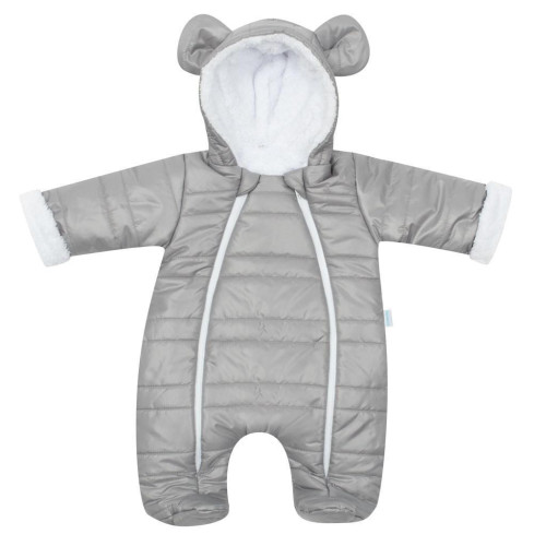 Zimní kojenecká kombinéza s kapucí a oušky New Baby Pumi grey