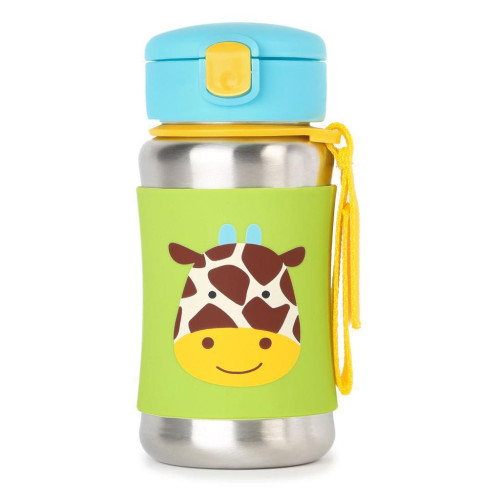 Nerezová láhev na vodu SKIP HOP Zoo s brčkem 350 ml