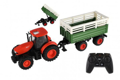 Traktor Zetor RC s vlekem plast 42 cm 2,4GHz dobíjecí pack + se zvukem