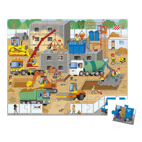 Puzzle Na stavbě v kufříku 36 ks Janod