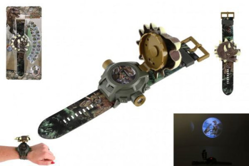 Hodinky s projektorem dinosaurus dětské plast 22 cm na baterie