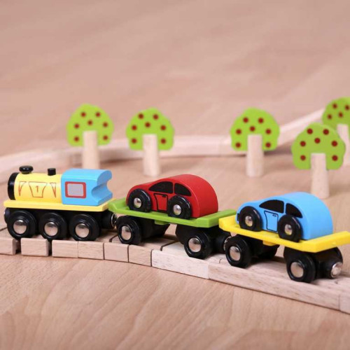 Nákladní vlak s auty a kolejemi Bigjigs Rail