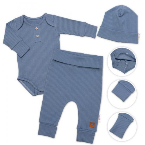 Žebrovaná rostoucí souprava 3D Baby Boy Jeans