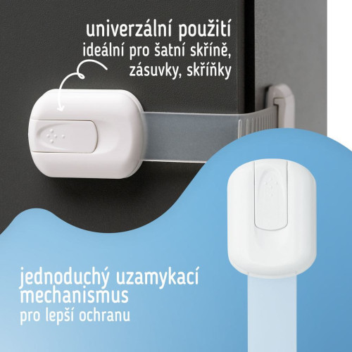 Bezpečnostní zámky víceúčelové pro skříňky a zásuvky nastavitelné sada 6 ks Sipo