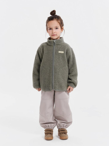 Fleecová bunda Theo Vetiver Green Leokid