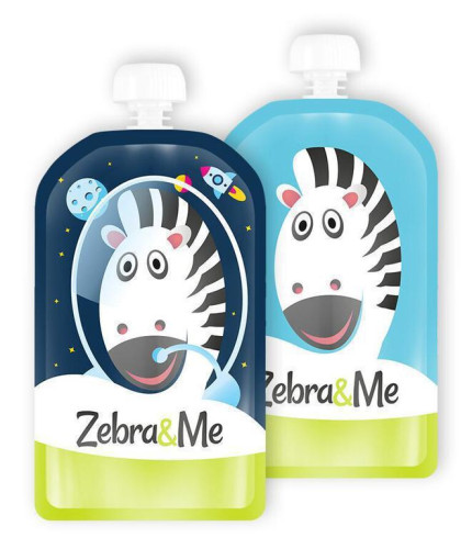 Kapsička na dětskou stravu pro opakované použití Zebra&Me 2 ks