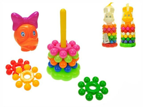 Skládanka pyramida s kroužky plast 26 cm
