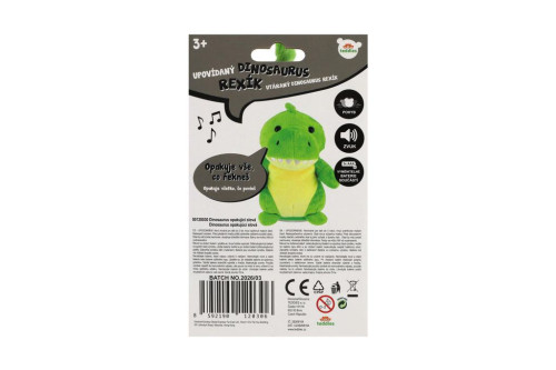 Plyšový dinosaurus Rexík opakující věty 18 cm na baterie a se zvukem