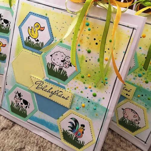 Dětská dřevěná razítka Aladine Stampo Bambino, 8 ks - Farma