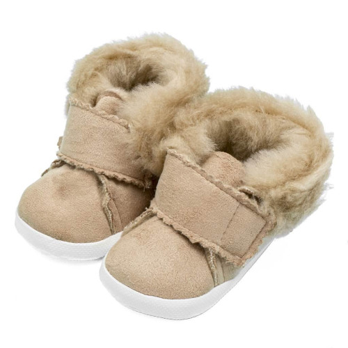 Kojenecké zimní semiškové capáčky New Baby světlo hnědé