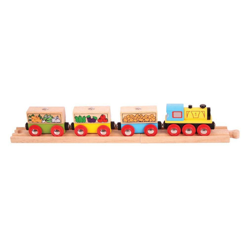 Nákladní vlak se zeleninou + 3 koleje Bigjigs Rail