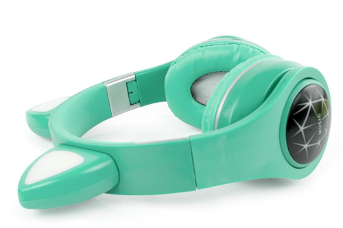 Bluetooth bezdrátová dětská sluchátka s ouškama zelená