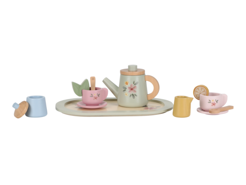 Čajový set dřevěný s květinovým potiskem Little Dutch
