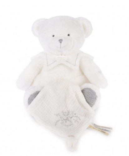 Dárková sada Plyšový medvídek s dečkou 30 cm šedý Doudou