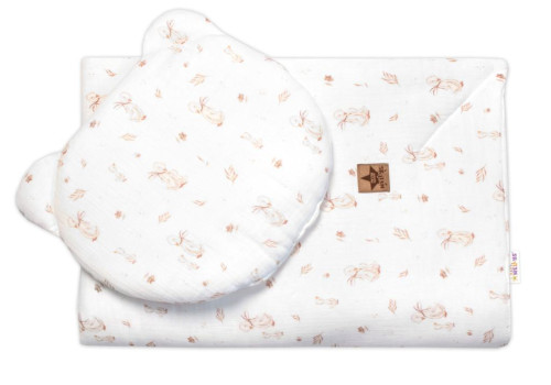 Mušelínová sada bílá Goose Teddy 30 x 35 cm, 70 x 100 cm 2D Husičky Baby Nellys