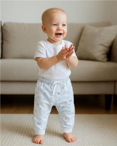 Dětské bavlněné kalhoty Jogger New Baby For Babies ocean