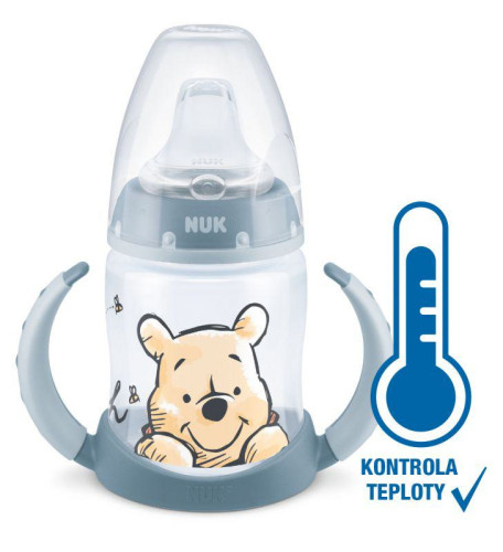 Kojenecká láhev na učení NUK Medvídek Pú s kontrolou teploty 150 ml