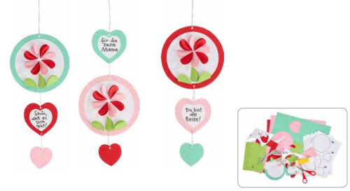 Kreativní sada Závěsné dekorace Srdíčka a květiny Craft Kit Haba