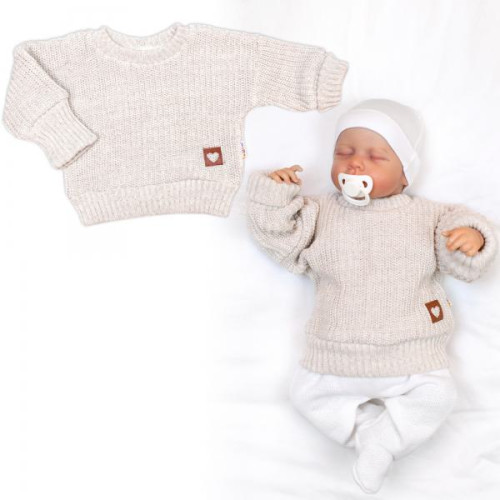 Rostoucí oversize pletený svetřík pro miminko sv. béžový Baby Nellys