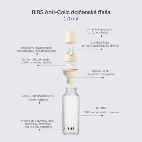 Antikoliková láhev se silikonovým dudlíkem 270 ml Bibs