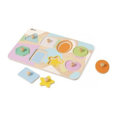 Puzzle/Vkládačka deskové geometrické dřevěné tvary 24 m+