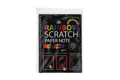 Škrabací/Vyškrabovací notes duhový 10 listů