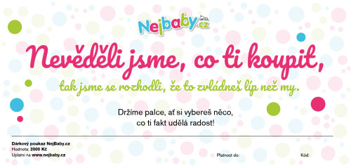 Tištěný dárkový poukaz Nejbaby "Nevěděli jsme, co ti koupit…"