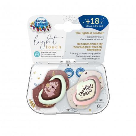 Set symetrických silikonových dudlíků Light touch 18 m+ Sleepy koala