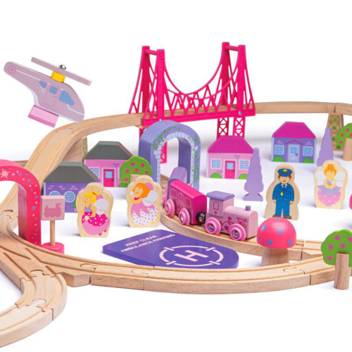 Dřevěná velká vláčkodráha princezny Bigjigs Rail