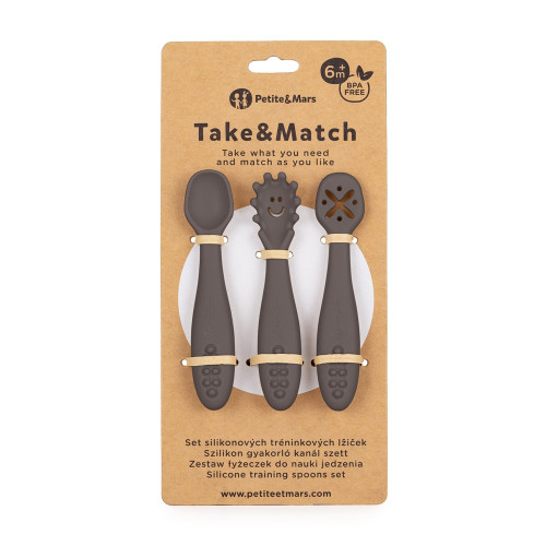 Set 3 ks silikonových tréninkových lžiček Take&Match 6 m+ Petite & Mars