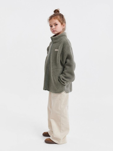 Fleecová bunda Theo Vetiver Green Leokid