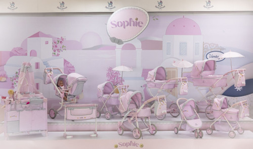 Skládací kočárek pro panenky se slunečníkem a taškou Sophie 60 cm DeCuevas