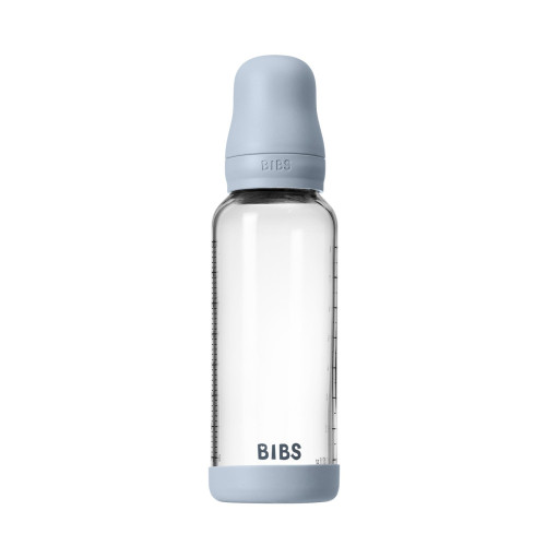 Antikoliková skleněná láhev s kaučukovým dudlíkem 240 ml Bibs