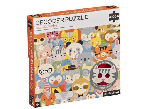 Petit Collage Puzzle zvířátka 100 ks s 3D brýlemi