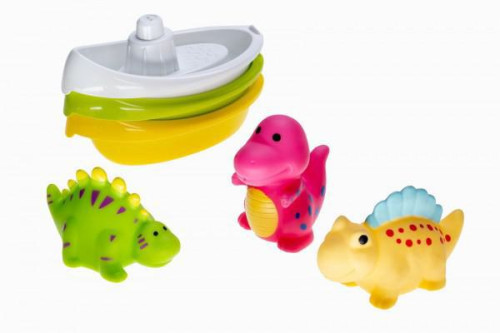 Lodičky 3ks + dinosaurus 3ks do vody stříkací