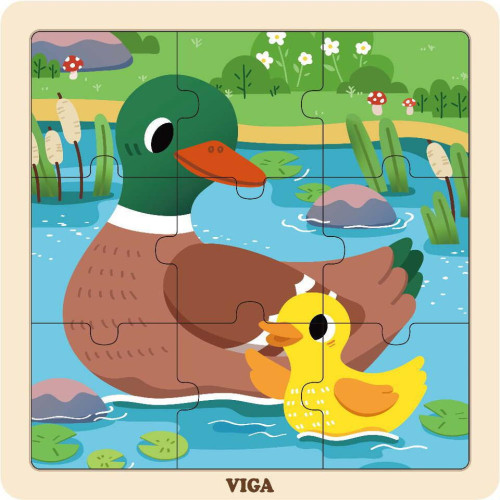 Dřevěné puzzle 9 dílků Viga - kachna