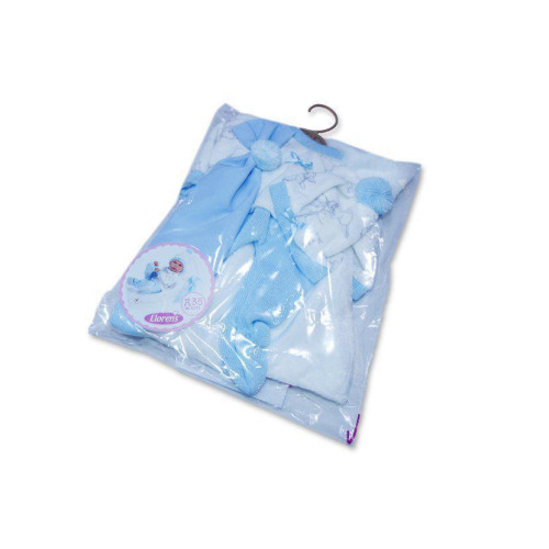 Obleček pro panenku miminko New Born velikosti 35-36 cm Llorens 3dílný modrý