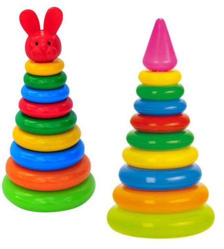 Skládanka pyramida s kroužky plast 28 cm
