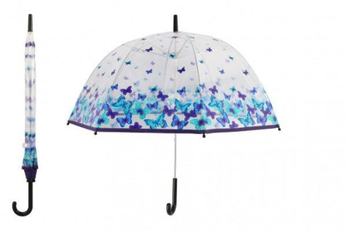 Deštník průhledný s motýlky plast/kov 80 cm