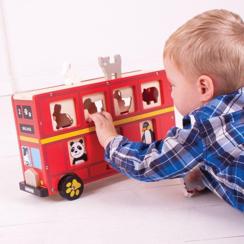 Dřevěný autobus se zvířátky Bigjigs Toys