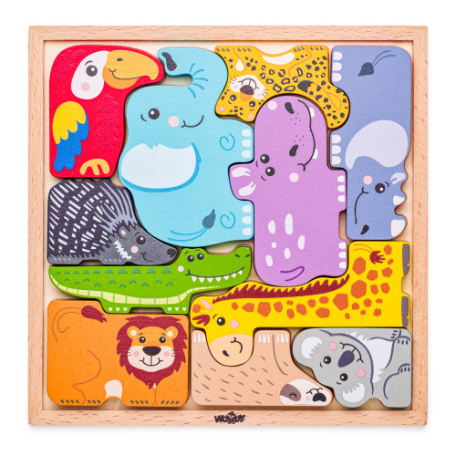 Puzzle na desce - zvířátka