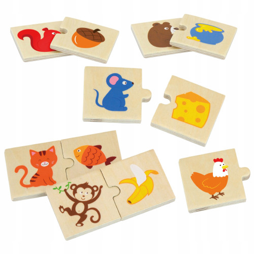 Dřevěné puzzle - krmení zvířátek