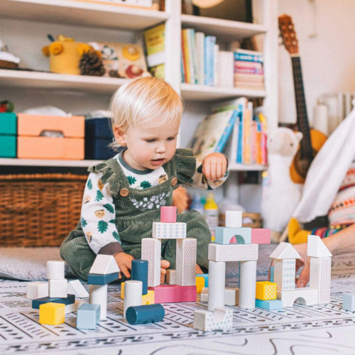 Kyblík s kostkami 50 ks Bigjigs Toys