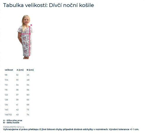 Dívčí noční košile Království sedmikrásek Esito