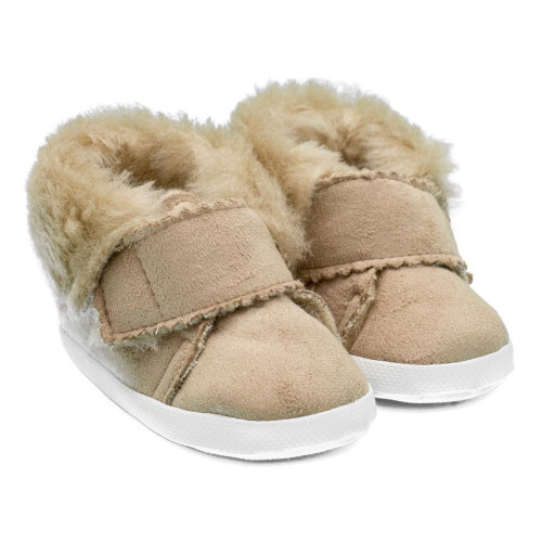 Kojenecké zimní semiškové capáčky New Baby světlo hnědé